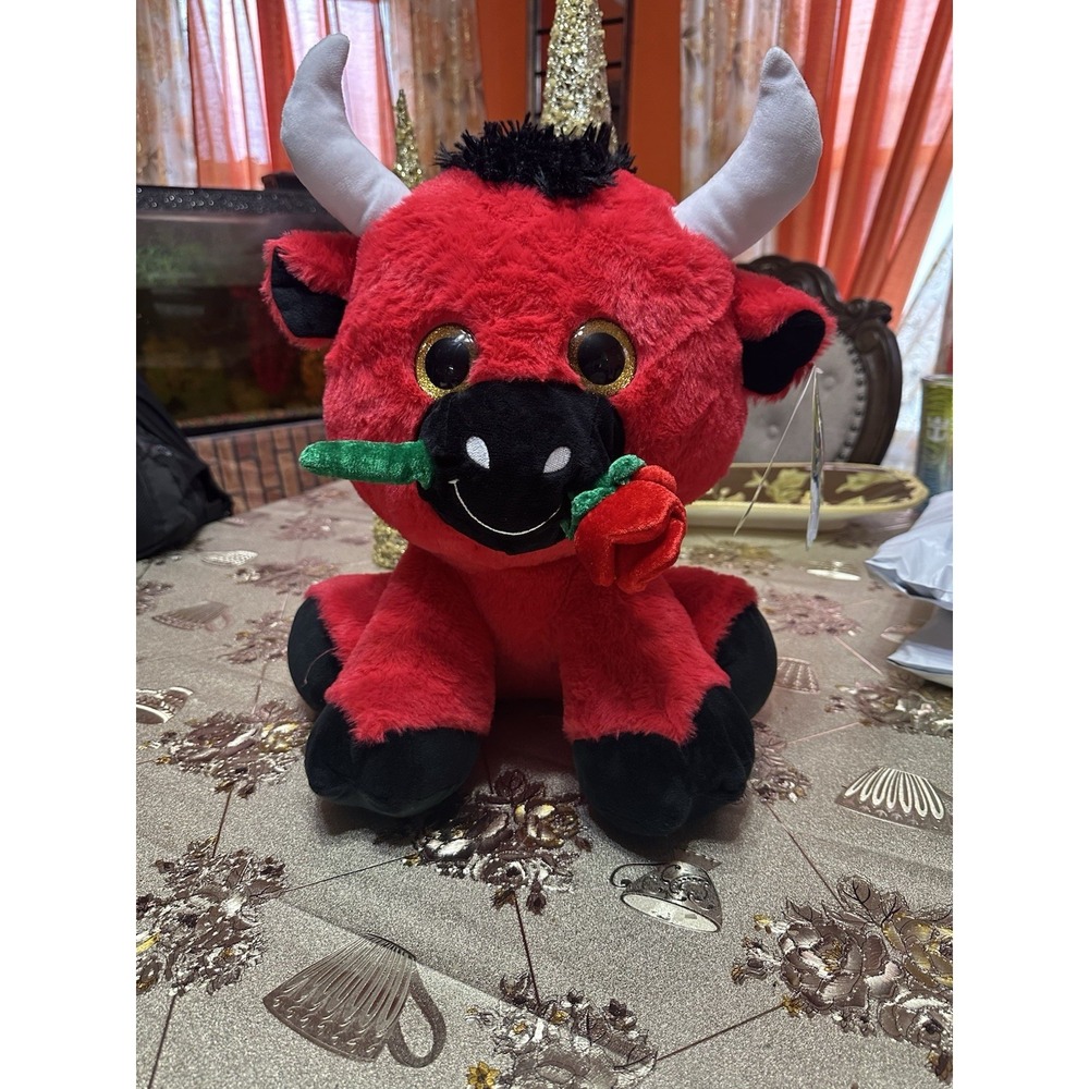 Toy Factory Plush Parade Lil Ones Romeo Bull Red Black‎ White Plush Toy~15"H